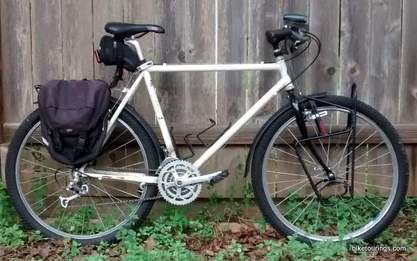 Picture of mountain bike for bicycle touring and commuting with racks and fenders