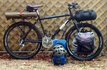 Picture of mountain bike with racks and panniers for bike camping