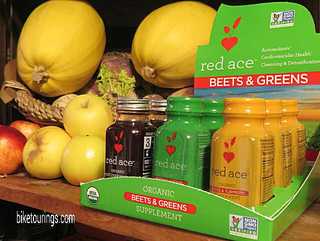 Picture of Red Ace Beets and Greens juice blends for bike touring and commuting