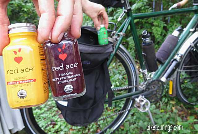 Picture of Red Ace Organic Beet Juice Supplement for bicycle touring and bike commuting