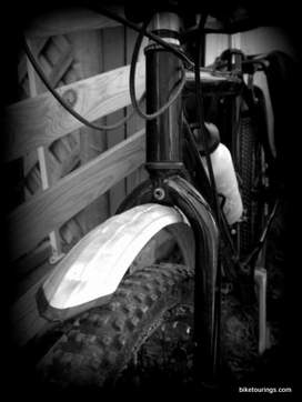 Picture of home made front bicycle fender for mountain biking