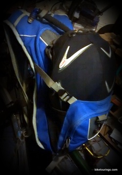 Picture of High Sierra Hydration Pack for bike commuting with helmet holder