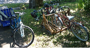 Picture of bicycles and wood pallet bike parking rack
