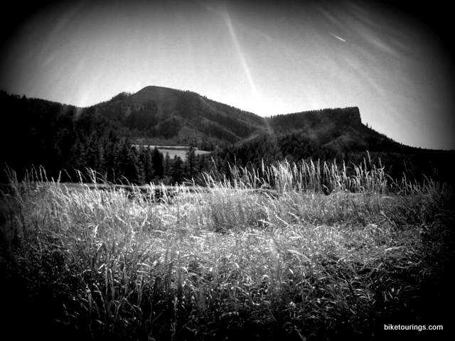 Picture scenic cabin view for mountain bike touring