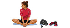 Picture of female bike commuter stretching for her bike ride