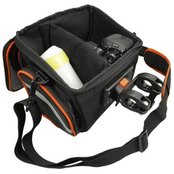 Picture of Ibera Clip-On Quick-Release Bicycle Handlebar DSLR Camera Bag with All Weather Rain Cover for bicycle touring and commuting