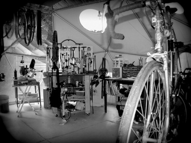 Picture of solar powered bike shop building touring bike for bicycle touring