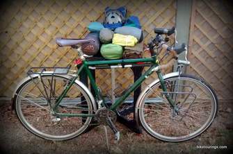 Picture of touring bike with pack gear before loading