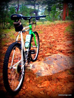 Picture of mountain bike trail riding over large rocks
