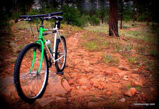 Picture of mountain bike with rain showers