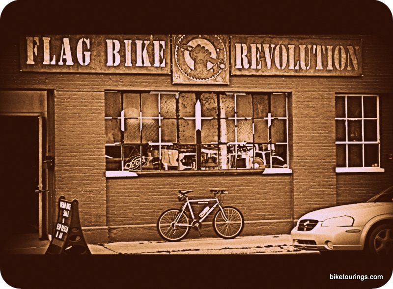 Picture bike shop with bike touring products