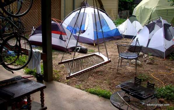 Picture of tent space available for bike touring warmshowers.org
