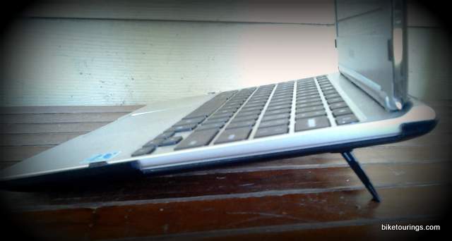 Picture of Samsung Chromebook with iPearl Hard Shell Case for bike commuting, touring and travel.