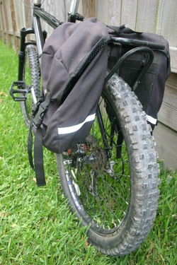 Picture of nashbar mountain bike travel bike and panniers