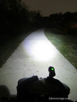 Picture of Cygolite Metro front bike light on bicycle path at night