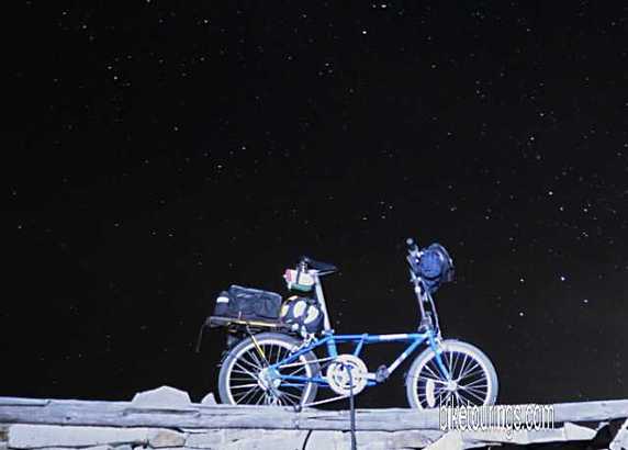 Picture of Dahon folding bike with bike touring kit for bike camping