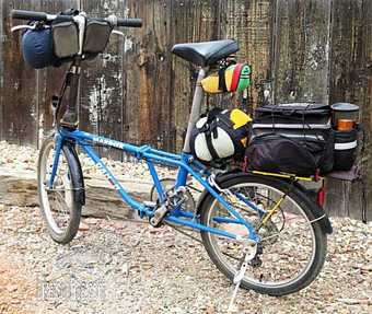 Picture of Dahon Mariner folding bike for travel with bike camping gear