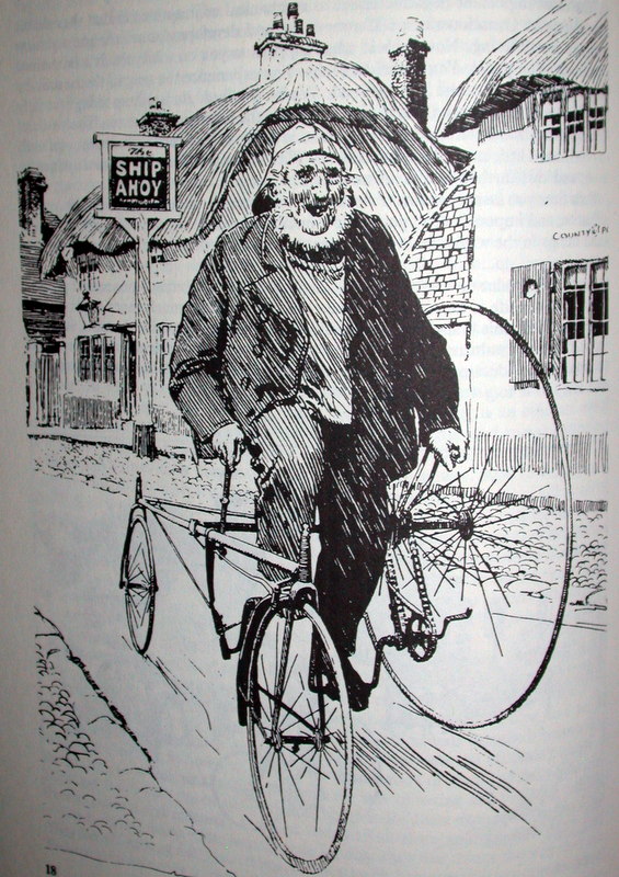 Picture of antique sketch of vintage bike commuter